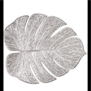Garden silver vinyl finest plastic LEAF tableware/5 pcs